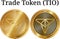 Set of physical golden coin Trade Token (TIO), digital cryptocurrency. Trade Token (TIO) icon set.