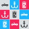 Set Pickup truck, Anchor and City map navigation icon. Vector