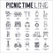 Set of picnic time, barbeque thin line icons.