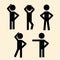 A set of pictograms, various poses and body positions of standing people