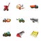 Set of pictures about agricultural machinery. Cars to robots to the ground.Agricultural Machinery icon in set collection