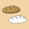 A set of pictures, a delicious loaf of white bread, bakery products, a vector illustration in cartoon style