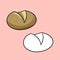 A set of pictures, A small round loaf of white wheat bread, a vector illustration in cartoon style