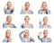 Set of pictures of woman with different gestures and emotions