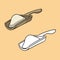 A set of pictures, a wooden spatula with flour, a scoop with white salt, a vector illustration in cartoon style