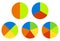 Set pie charts, graphs in 2,3,4,5,6 segments. Segmented circles.