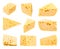 Set from pieces of yellow medium-hard swiss cheese