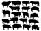 Set of Pig silhouette vector art on a white background