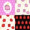 Set of Piggy Moneybox seamless pattern With Coins. Vector