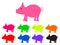 Set pigs of different colors piggys