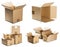 Set piles of cardboard boxes on isolated white background. Parcel with empty space for your text. Pattern for delivery or post ser