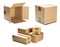 Set piles of cardboard boxes on isolated white background. Parcel with empty space for your text. Pattern for delivery or post ser