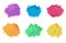 Set with piles of colorful kinetic sand on white background, top view