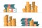 Set of piles of money vector illustration