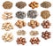 Set of piles from various whole nuts cutout
