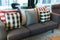 Set of pillows on luxuty sofa in living room, interior design