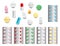 Set of pills in different forms and shapes
