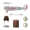 Set of pilot objects. Retro aviation items collection