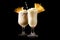 Set of Pina Colada with pineapple, coconut and creamy white top presented in a chilled glass with straw