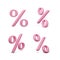 Set of pink 3D percent icon. Special offer discount symbol. Render of percentage symbol