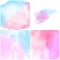 Set of pink blue Abstract water color background