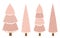 Set pink Christmas trees symbol Happy New year vector illustration