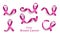 Set of pink curly ribbons and loops realistic style
