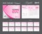 Set Pink Desk Calendar 2017 template design, cover Desk Calendar