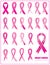 Set of pink different ribbons, breast cancer awareness symbol, i