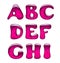 Set of pink gel and caramel alphabet capital letters isolated on