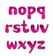 Set of pink gel and caramel alphabet small letters isolated on w