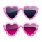 Set of pink glitter heart sunglasses.