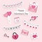 Set of pink Heart stickers