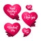 A set of pink hearts templates.