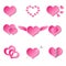Set of pink paper style valentine hearth love symbols eps10
