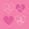 Set pink pieces puzzle of romantic hearts.