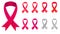 Set of Pink and Red Ribbons of Breast Cancer