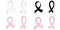 Set of pink ribbons and silhouettes fighting breast cancer print for textile design, paper. raster copy