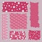 Set of pink ribbons. Washi tapes collection with pattern in vector