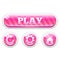 Set of pink striped glassy vector buttons