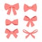 Set of pink vintage gift bows wih ribbons.