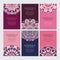 Set of pink, violet and blue decorative oriental frames for identity, web and prints
