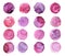 Set of pink watercolor blush. Watercolor blots, pink, peach, stains. Social media icons. highlight