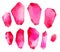 Set of pink watercolor gemstone shapes on white