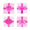 set pink wrapped gift boxes with bows valentines day celebration concept