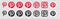 Set of pinterest social network icons in round and square shape on transparent background. Vector editorial illustration