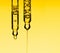 Set pipette serum drop with clear liquid oil on a yellow isolated background. Textured swatch