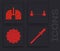 Set Pipette, Virus cells in lung, Safe distance and Virus icon. Vector