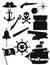 Set of pirate icons black silhouette vector illustration