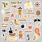 Set of Pirates vector cartoon stickers. Adventures and Pirate party sticker for Kindergarten. Children Adventure